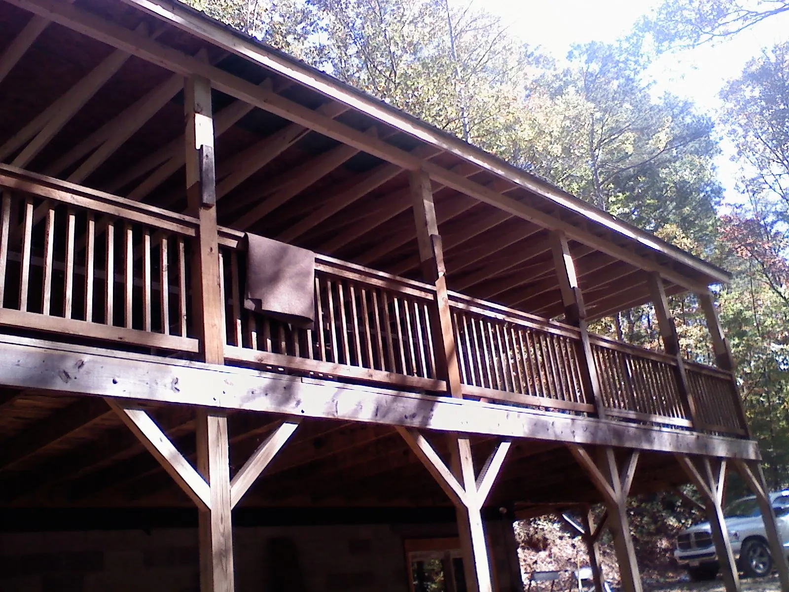 Timber framing under a new elevated porch and deck — Roof Leak Repair in Purlear by Roofing Brothers